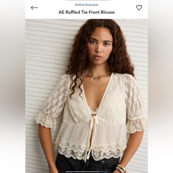 AE Ruffled Tie-Front Blouse - Picture 2 of 5